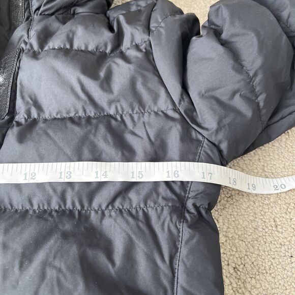 Athleta Down Puffer Jacket Girls Large 12 Black Snow Day Hooded Parka Winter - Picture 4 of 6